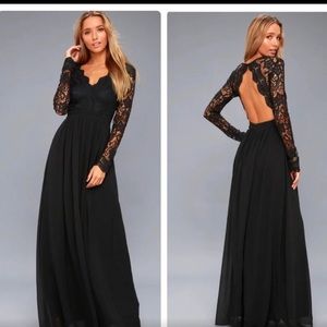 Lulus Awaken My Love Black Long Sleeve Lace Maxi Dress